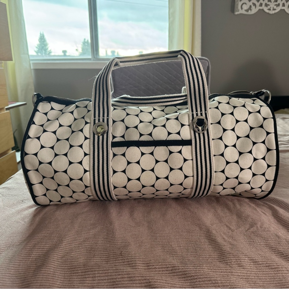Lacoste RARE canvas polka dot duffle bag with shoulder strap